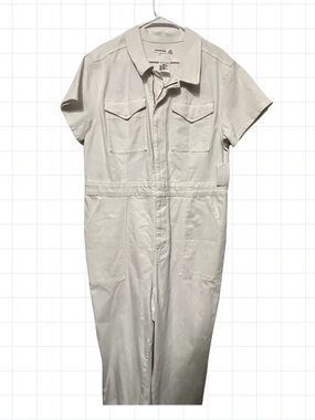 Good American 2X White Short-Sleeve One-Piece Jumpsuit